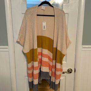 Oversized Striped Cardigan with Pockets